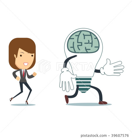 businesswoman run after idea bulb . Choices Idea businesswoman run after idea bulb . Choices Idea 39687576