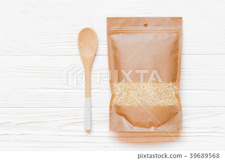 Mockup paper bag with quinoa seeds 39689568