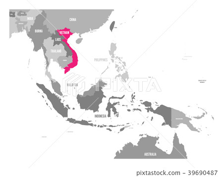 Vector map of Vietnam. Pink highlighted in 39690487