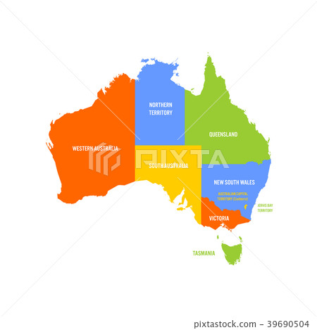 Simplified map of Australia divided into states 39690504
