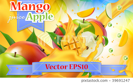 Vector ads 3d promotion banner. Realistic apple   39691247