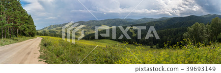 Beautiful summer panorama of the road in Altai Beautiful summer panorama of the road in Altai 39693149