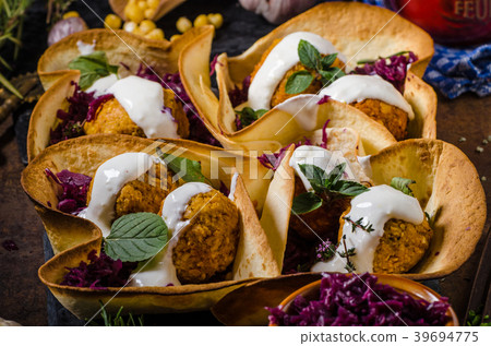 Falafel with herbs and cabbage 39694775