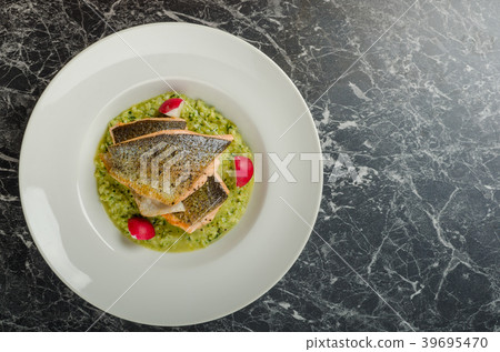 Roasted trout with risotto Roasted trout with risotto 39695470