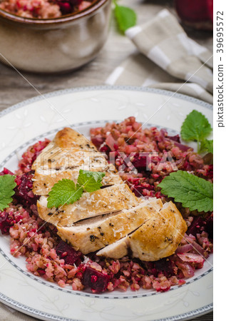 Chicken steak with buckwheat porridge 39695572