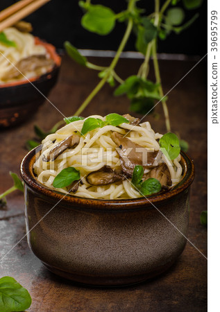 Chinese noodles with mushrooms Chinese noodles with mushrooms 39695799