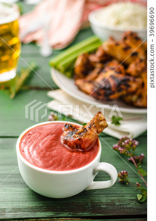 Barbecue grilled chicken wing 39696690