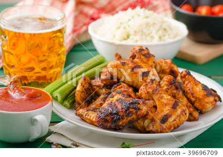 Barbecue grilled chicken wing 39696709