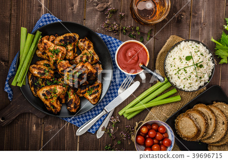 Barbecue grilled chicken wing 39696715