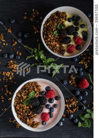 Homemade pudding with berries 39697388