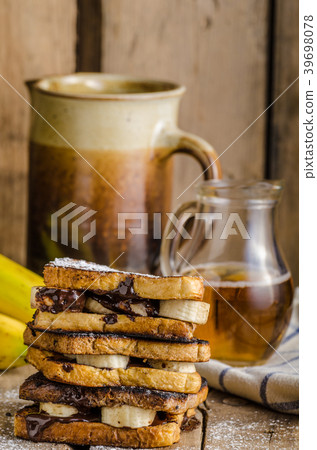 French toast filled banana and chocolate 39698078