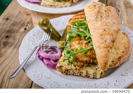Chicken steak with salat Chicken steak with salat 39699470