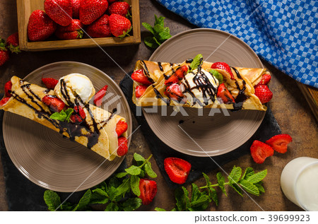 Crepes with ice cream Crepes with ice cream 39699923