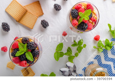 Inverted cheesecake in glass Inverted cheesecake in glass 39700394
