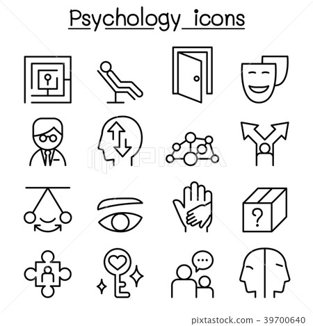 Psychology icon set in thin line style - Stock Illustration [39700640 ...