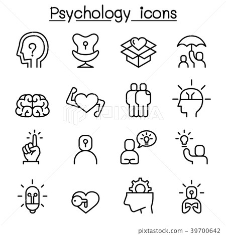 Psychology icon set in thin line style 39700642