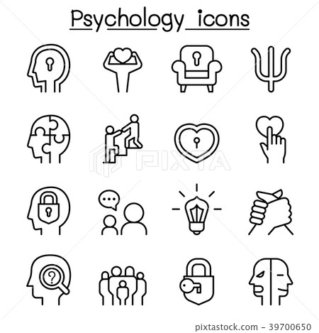 Psychology icon set in thin line style 39700650
