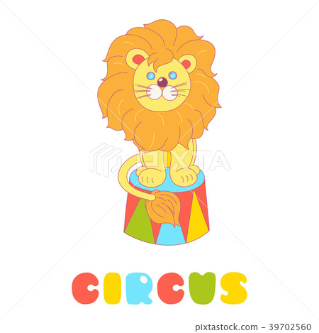 Lion sitting circus arena vector isolated on white Lion sitting circus arena vector isolated on white 39702560