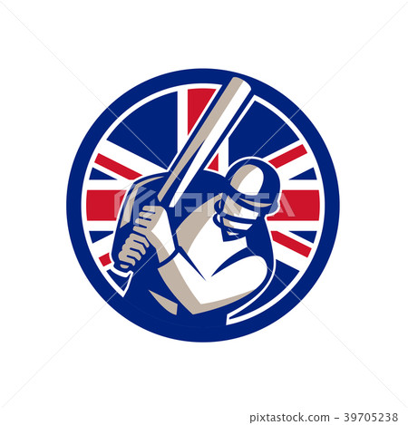 British Cricket Batsman Union Jack Flag Icon British Cricket Batsman Union Jack Flag Icon 39705238