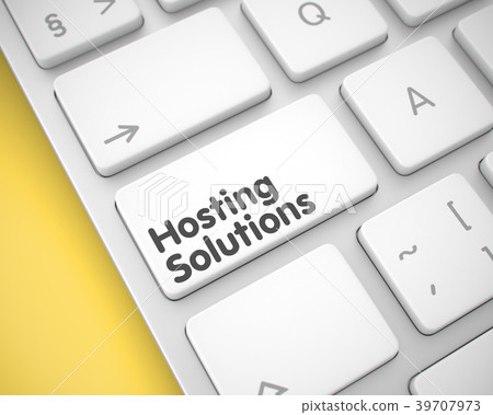 Hosting Solutions on White Keyboard Button. 3D. Hosting Solutions on White Keyboard Button. 3D. 39707973
