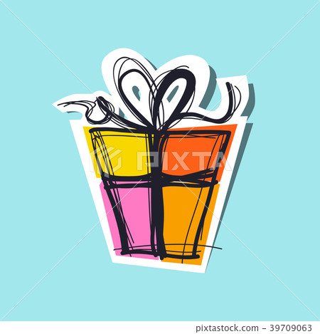 Gift Box Retro Vector Illustration Gift Box Retro Vector Illustration 39709063