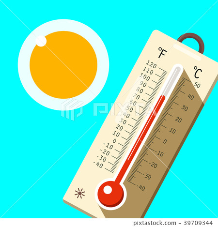 Thermometer with Blue Sky and Sun Thermometer with Blue Sky and Sun 39709344