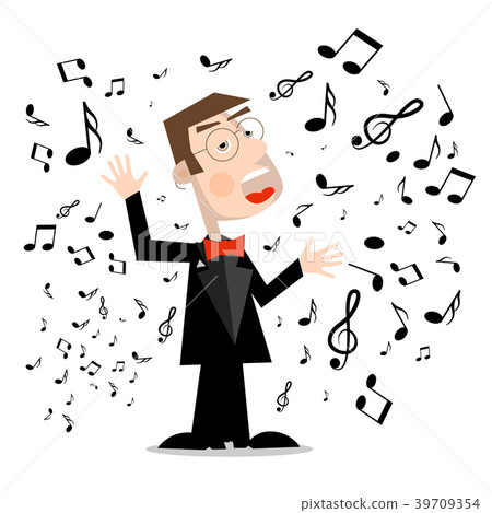 Man in Suit with Notes. Vector Singer Cartoon - Stock Illustration  [39709354] - PIXTA