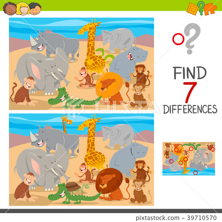 find differences game with wild animal characters 39710570