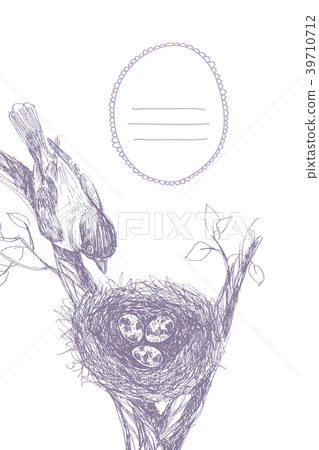 Vector illustration of hand drawn nest with Vector illustration of hand drawn nest with 39710712
