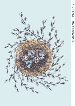 Vector illustration of hand drawn nest with Vector illustration of hand drawn nest with 39710717