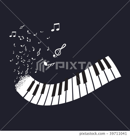 Flat Abstract Piano Keyboard with Notes Flat Abstract Piano Keyboard with Notes 39711041