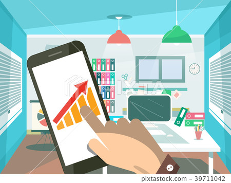 Graph and Arrow on Mobile Phone Screen 39711042