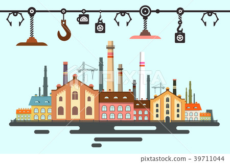 Factory. Vector Flat Design Industrial Building. Factory. Vector Flat Design Industrial Building. 39711044