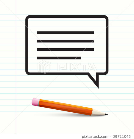 Text Message on Notebook Paper with Pencil. Vector 39711045