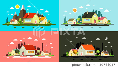 Flat Design Buildings. 39711047