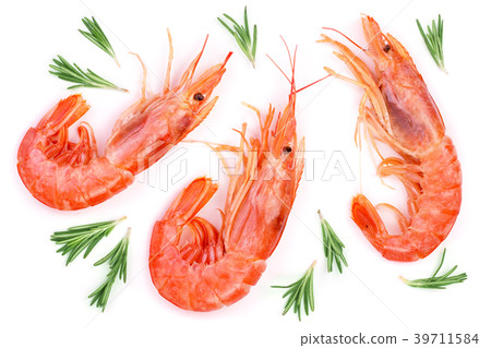 Red cooked prawn or shrimp with rosemary isolated 39711584