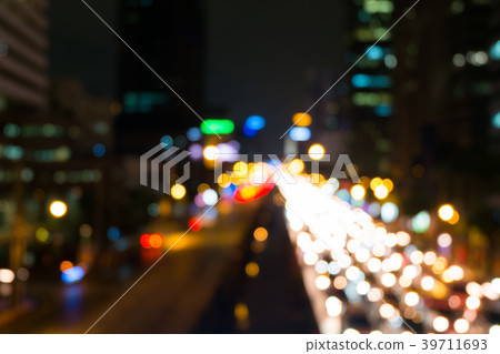 On the Road of Bangkok Colorful light at night On the Road of Bangkok Colorful light at night 39711693