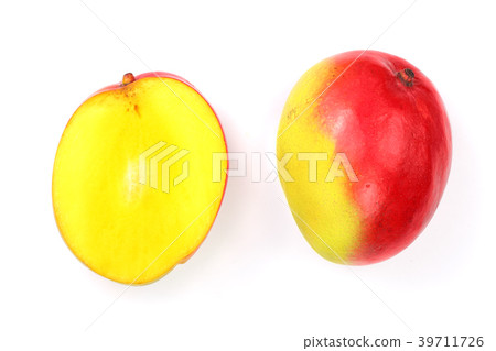 Mango fruit and half isolated on white background 39711726