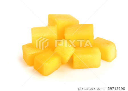 cube of Mango fruit isolated on white background cube of Mango fruit isolated on white background 39712298