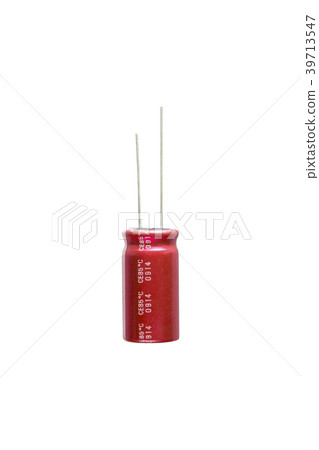 Red electrolytic capacitor Isolated. Red electrolytic capacitor Isolated. 39713547
