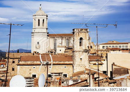 aerial view of the Old Town of Girona, in Spain aerial view of the Old Town of Girona, in Spain 39713684
