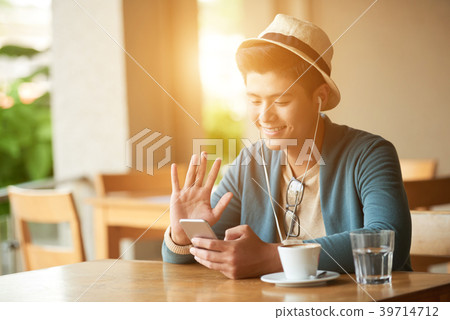 Videocalling young man Videocalling young man 39714712