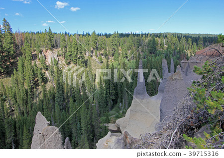 Pinnacles, geological feature in Crater Lake Pinnacles, geological feature in Crater Lake 39715316