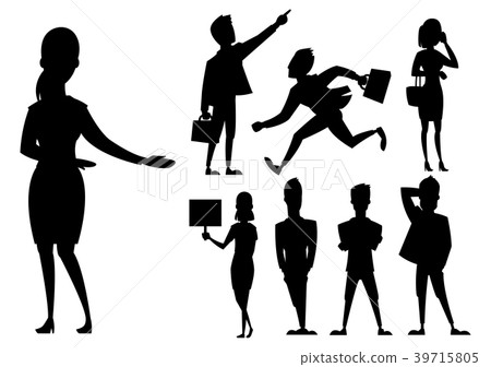 Business people man and woman black silhouette Business people man and woman black silhouette 39715805