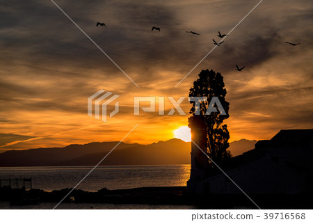 Moment from the burning sunrise in Corfu 39716568