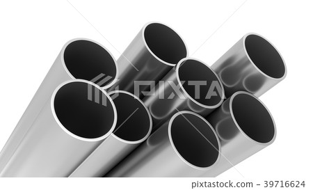 3D Rendering Metal Pipes isolated on white 39716624