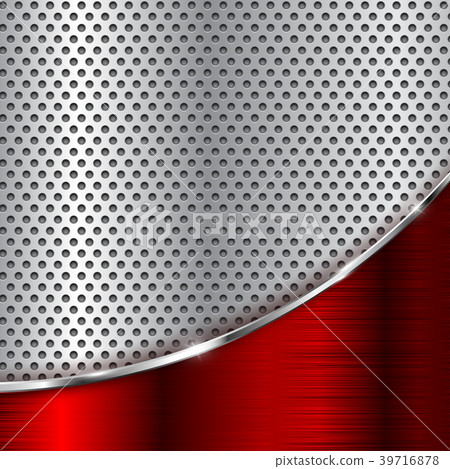 Metal perforated background with red chrome wave - Stock Illustration ...