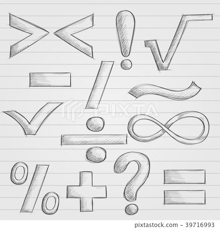 Mathematics and punctuation symbols. Hand drawn 39716993