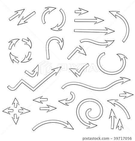 Arrows set. Set of doodle icons, outline signs 39717056