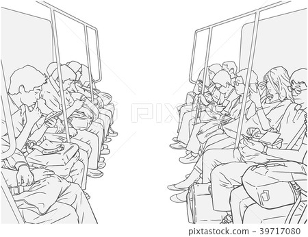 Illustration of people on public transport, metro 39717080